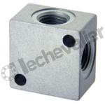 3033 1/4 BLOC DERIVATION 4 X G1/4 ALUMINIUM - Pms= 40B - CAMOZZI