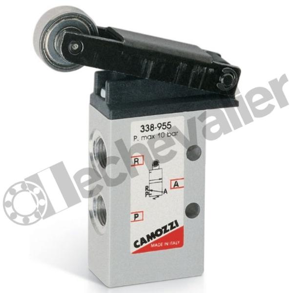338-955 DIST. 3/2NF LEV. GALET 1/8 DEBIT 700L/min - MECA/RES - CAMOZZI