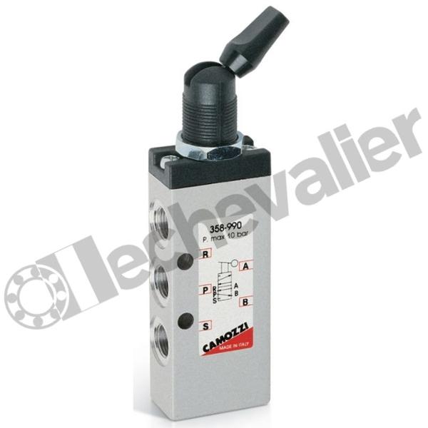 358-990 DIST. 5/2 BIST. LEVIER 1/8 DEBIT 700L/min - MAN/MAN - CAMOZZI