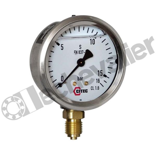 401130 MANO INOX D63-RV-1/4 0+16B GLY - CL:1,6 - IP65 - 7211 - CITEC