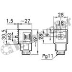 CDIN43650A-L230V CONNECTEUR LED.30 BROCHES EN U 18mm PG9 - 230V AC/DC