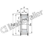 HTD14M40 Z36 2F MA(TL2517) POULIE HTD ACIER 2 FLASQUES