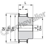 HTD14M55 Z40 2F MOYEU BRUT POULIE HTD ACIER 2 FLASQUES
