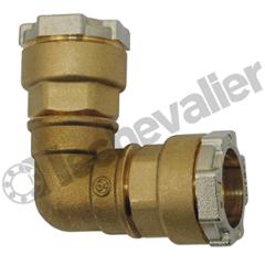 02C-21 COUDE A COMPRESSION D21 POUR TUBE FER D21 - LAITON