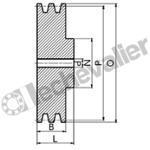 SPA100 2 GORGES MONOBLOC POULIE TRAP FONTE COURROIE L12,7MM