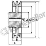 SPB280 2 GORGES MONOBLOC POULIE TRAP FONTE COURROIE L16,3MM