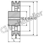 SPB315 2 GORGES MONOBLOC POULIE TRAP FONTE COURROIE L16,3MM