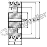 SPA150 3 GORGES MONOBLOC POULIE TRAP FONTE COURROIE L12,7MM
