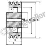 SPB500 3 GORGES MONOBLOC POULIE TRAP FONTE COURROIE L16,3MM
