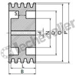 SPB200 4 GORGES MONOBLOC POULIE TRAP FONTE COURROIE L16,3MM