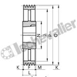 SPB300 4 GORGES MA (TL3535) POULIE TRAP FONTE COURROIE L16,3MM