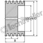 SPB160 5 GORGES MONOBLOC POULIE TRAP FONTE COURROIE L16,3MM