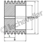 SPB150 6 GORGES MONOBLOC POULIE TRAP FONTE COURROIE L16,3MM