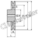 SPB225 1 GORGE MONOBLOC POULIE TRAP FONTE COURROIE L16,3MM