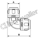 PPS1 9C32 COUDE EGAL 90° D32 CORPS ALU GRIFFES INOX - PREVOST