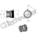RCAI.1-1/4 ADAPTEUR TYPE A DN32 INOX - FEMELLE 1-1/4 - DIN2828