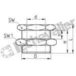 X2593 3/8PT-3/8PT TRAV CLOIS 3/8NPT CORPS M26X1,5 - INOX 316L - CAMOZZI