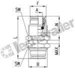 X6590 12 TRAVERSSEE DE CLOISON D12 CORPS M22X1 - AISI 316 - CAMOZZI