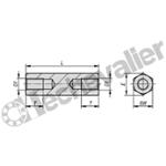 K1302.208090 RALLONGE TARAUDAGE M08 L90,FORME:B